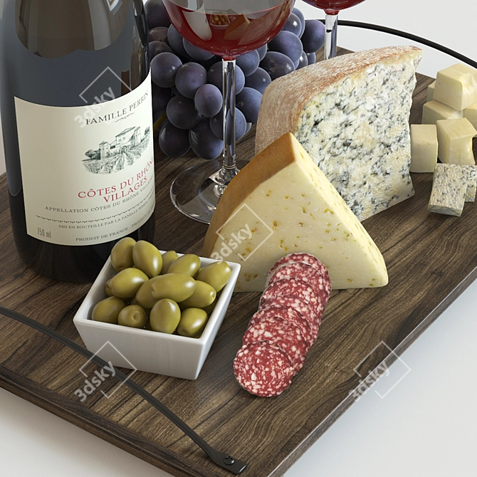 Vibrant Vino and Grape Delight 3D model image 2