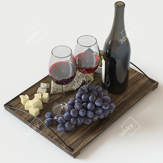 Vibrant Vino and Grape Delight 3D model image 3