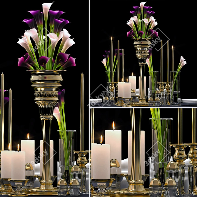 Elegant Floral Vase Collection 3D model image 1