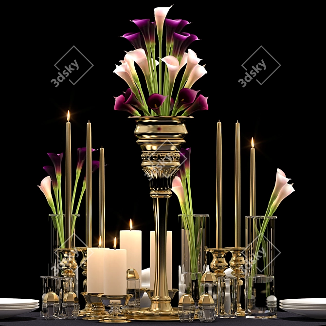 Elegant Floral Vase Collection 3D model image 3