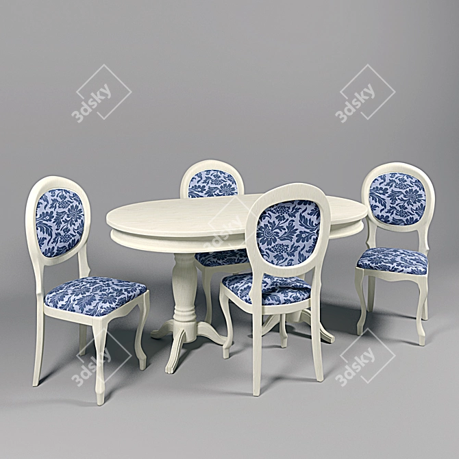 Title: Classic Table and Chair Set 3D model image 1