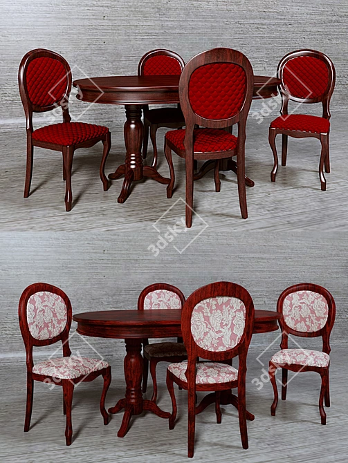 Title: Classic Table and Chair Set 3D model image 2