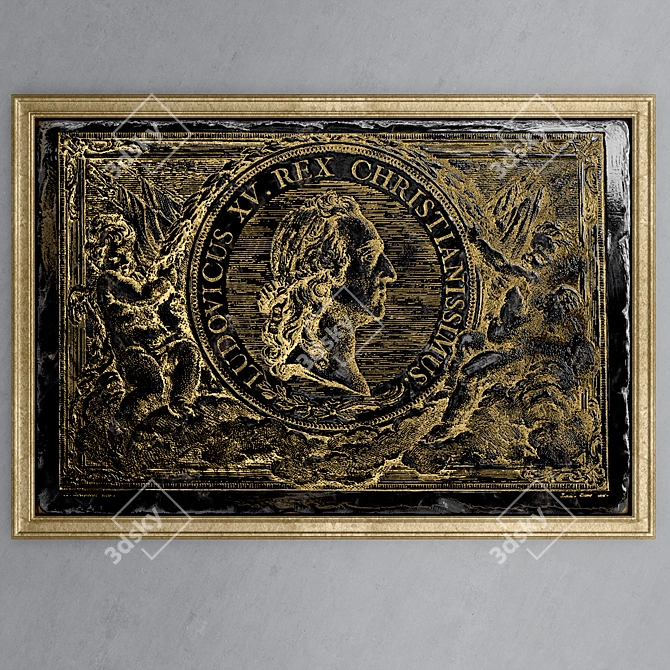 Elegant Gilded Marble Plate 3D model image 1