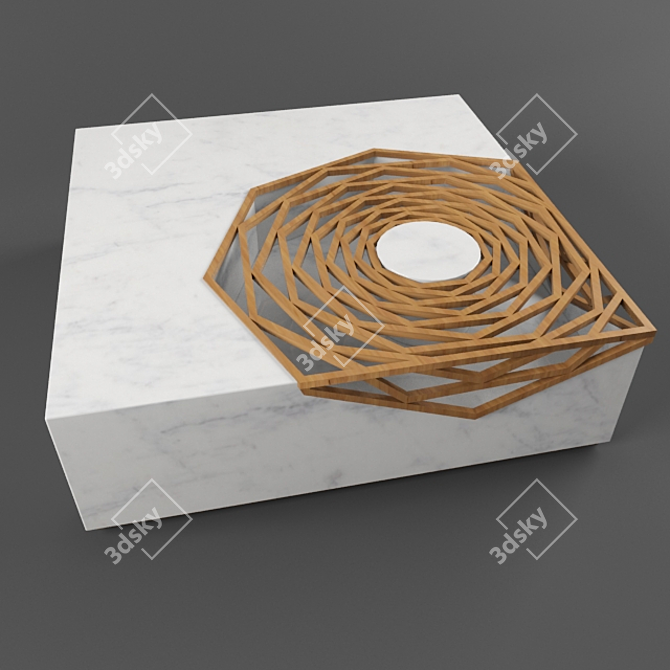 Elegant Octagon Marble and Wood Table 3D model image 1