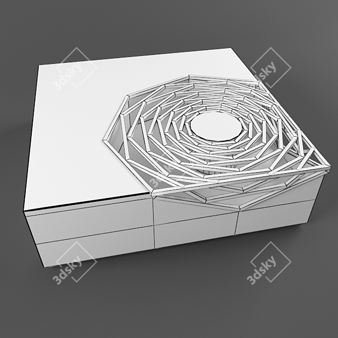 Elegant Octagon Marble and Wood Table 3D model image 3