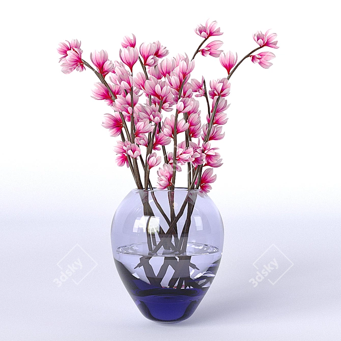 Fresh Magnolia Bouquet: Bringing Natural Beauty and Freshness to Your Interior 3D model image 1