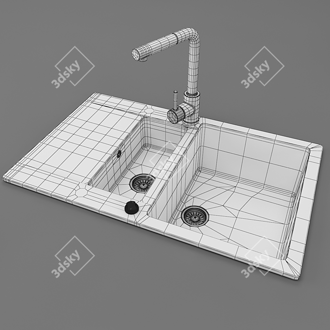 VersaSink: 4-Color Textured Kitchen Sink 3D model image 3