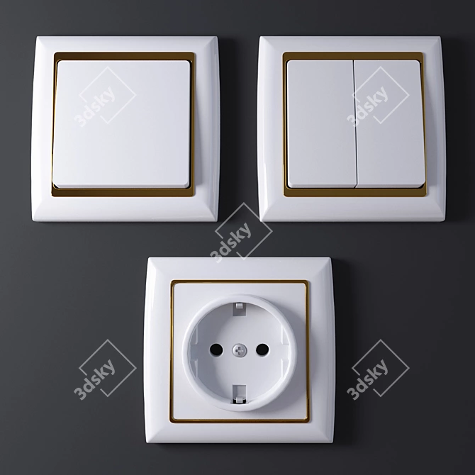 Versatile Socket and Switch Set 3D model image 1