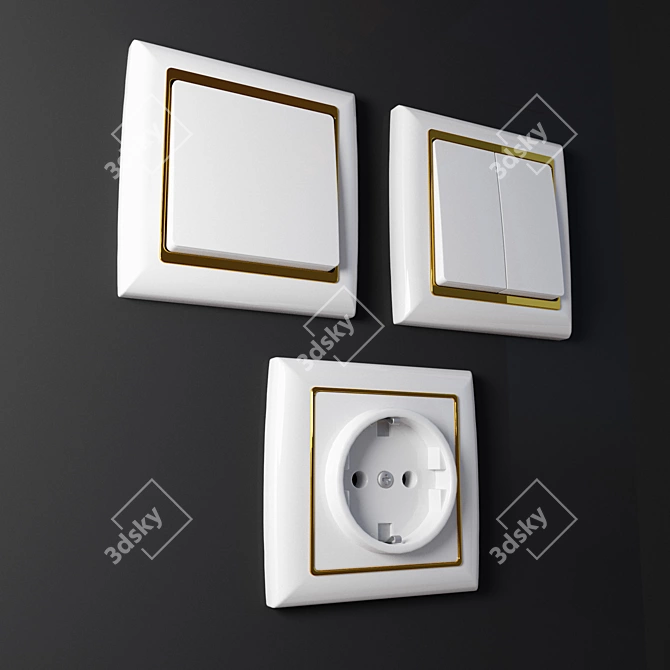 Versatile Socket and Switch Set 3D model image 2