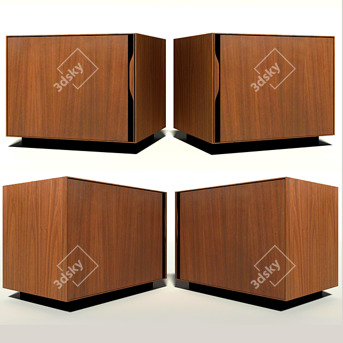 Mid-Century Walnut Nightstands 3D model image 2