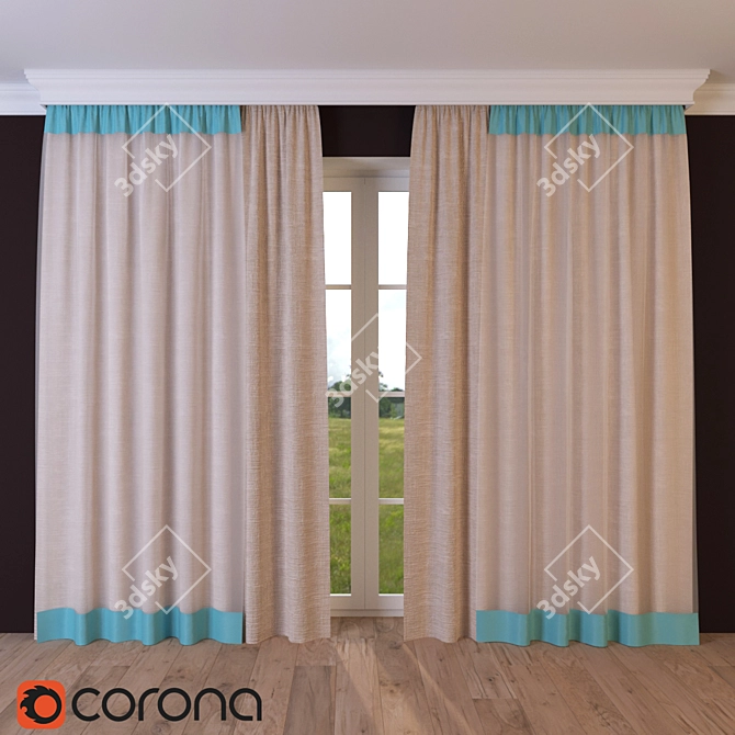 Scandi Blind: Stylish Scandinavian-style Curtain 3D model image 1