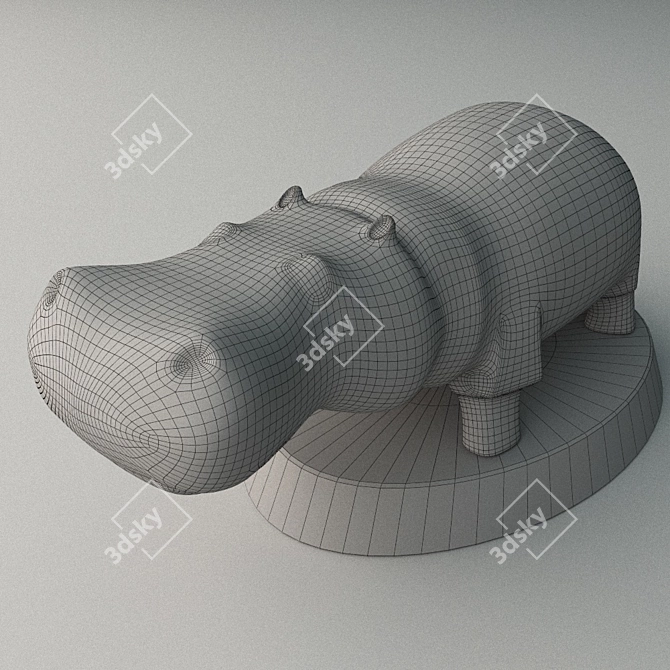 Handcrafted Hippo Figurine - 4 Variants 3D model image 3
