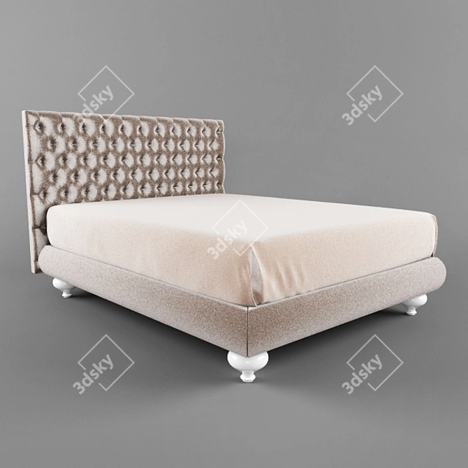 Elegant Cream Bed - 160x200 3D model image 2