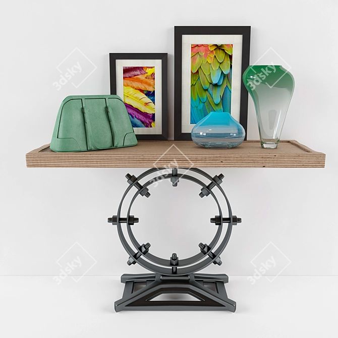 Industrial Ring Console with Decor 3D model image 1