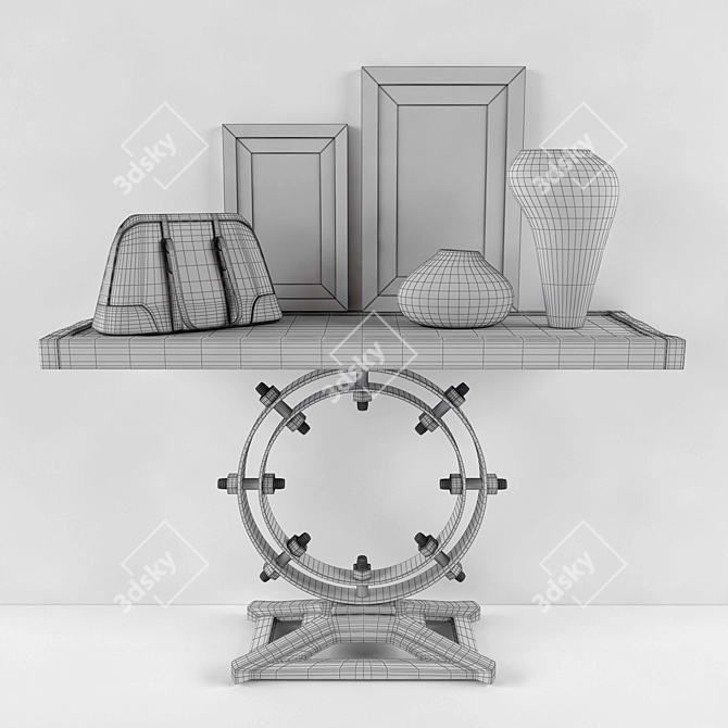 Industrial Ring Console with Decor 3D model image 3