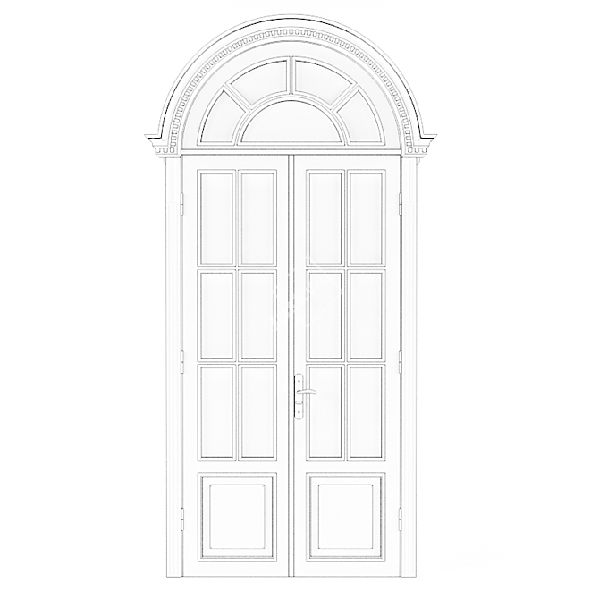 Arched Double-Leaf Interior Doors 3D model image 2