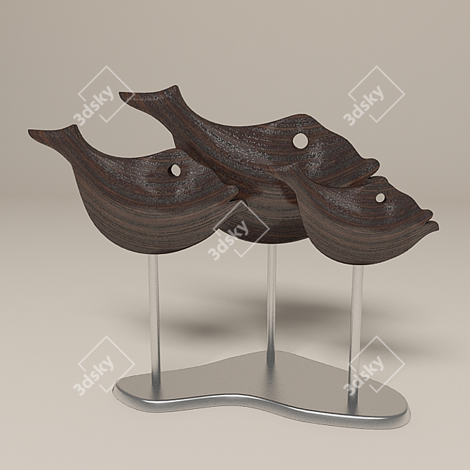 Elegant Fish Sculpture 3D model image 2