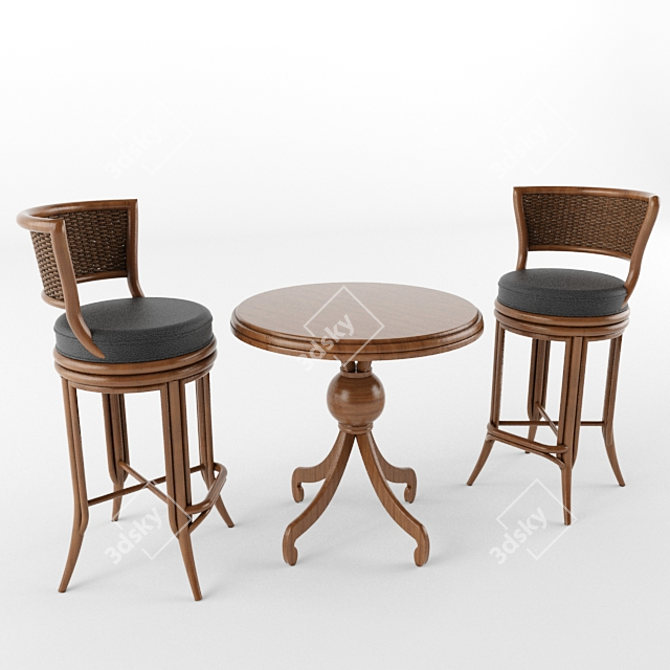 Elegant Rattan Chairs: Handcrafted Perfection 3D model image 1