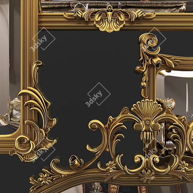 Handcrafted Giltwood Formal Mirror 3D model image 2