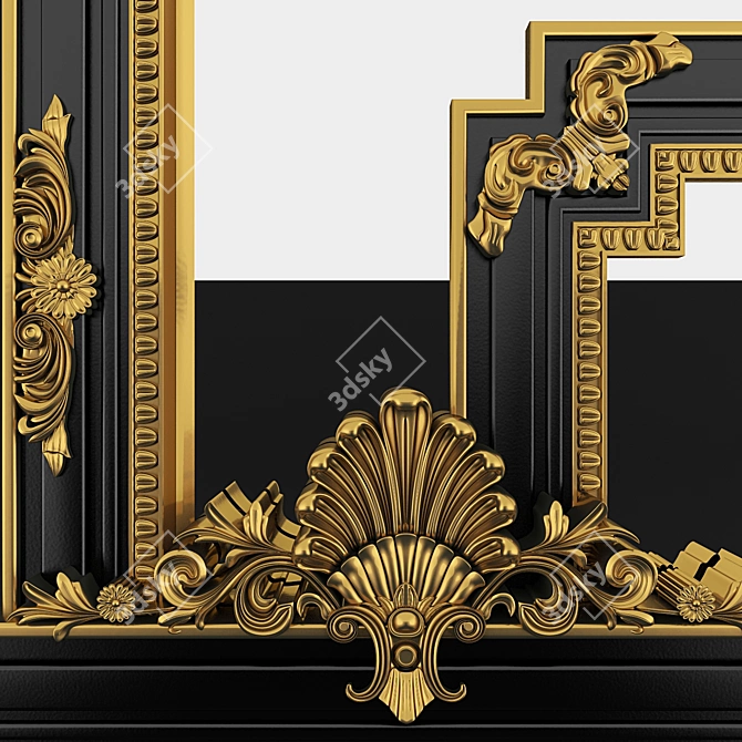 Classic Black and Gold Regency Mirror 3D model image 2