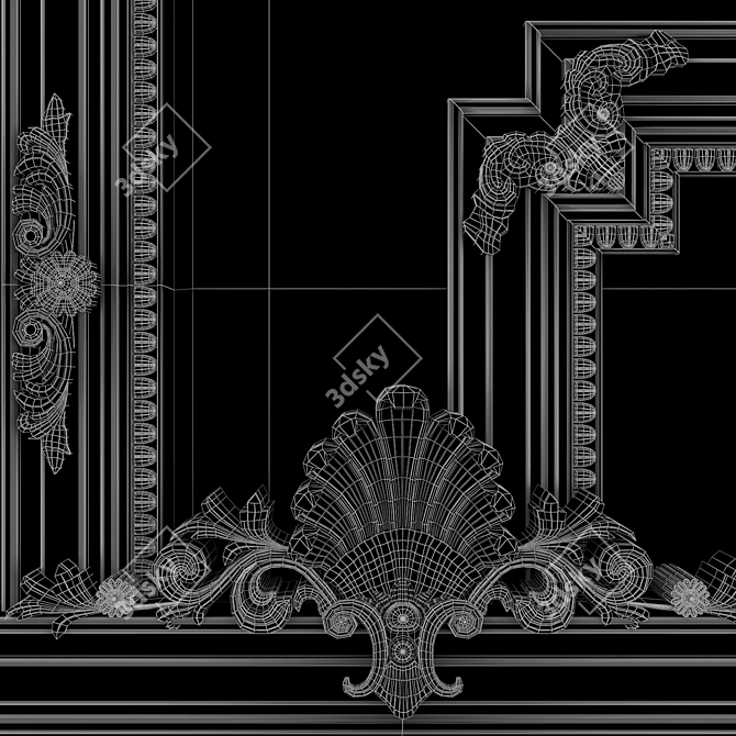 Classic Black and Gold Regency Mirror 3D model image 3