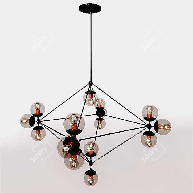 Modern Loft Bola Suspension: Black Metal Frame 3D model image 2