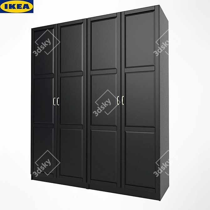 Modern Black-Brown Wardrobe - Paks 3D model image 1