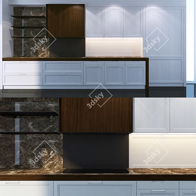 Elegant Cashmere Kitchen Collection 3D model image 1