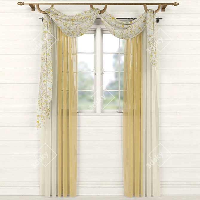 Luxury Window Curtain Set 3D model image 1