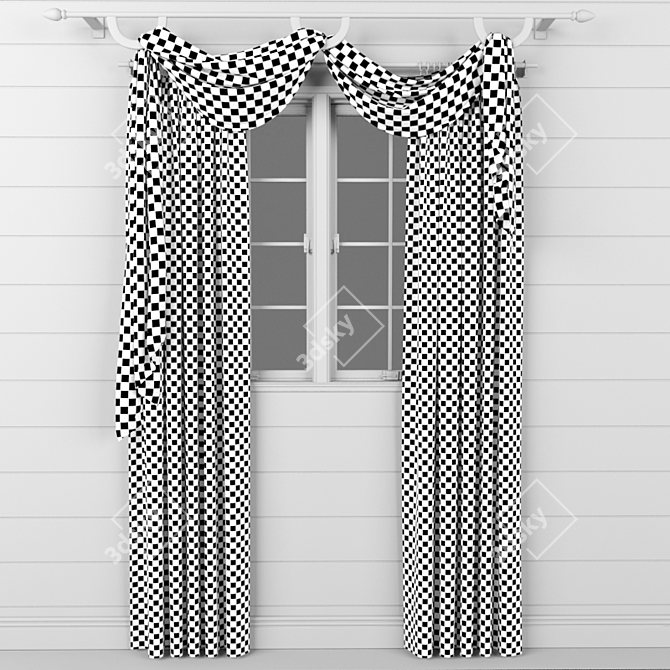 Luxury Window Curtain Set 3D model image 3