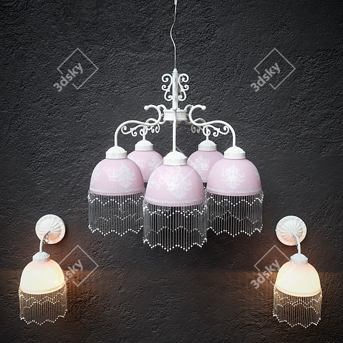 Elegant Perlina Chandelier & Sconces: Arte Lamp 3D model image 1