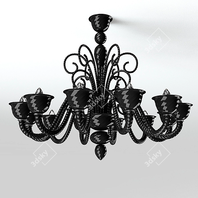 Elegant Black Barnaba Chandelier 3D model image 1