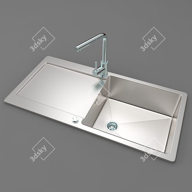 Sleek Stainless Steel Sink 3D model image 1