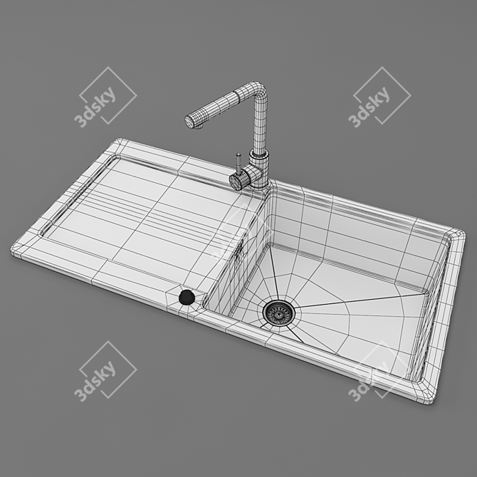 Sleek Stainless Steel Sink 3D model image 2