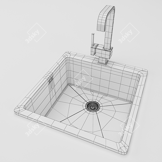 Sleek Stainless Steel Kitchen Sink 3D model image 2