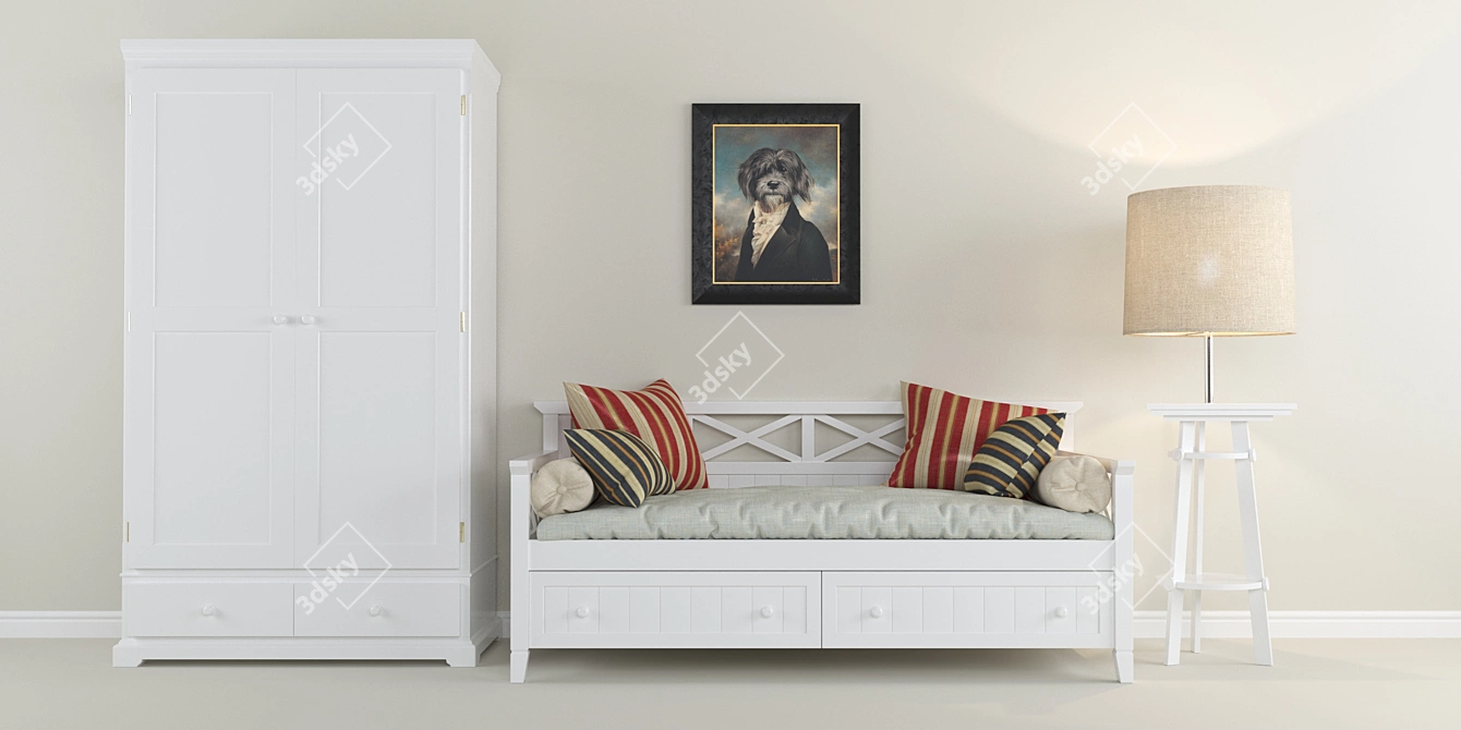Modern Furniture Set with Art Included 3D model image 2