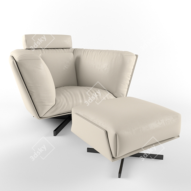 Piet Boon Heit Armchair & Pouf Set 3D model image 1