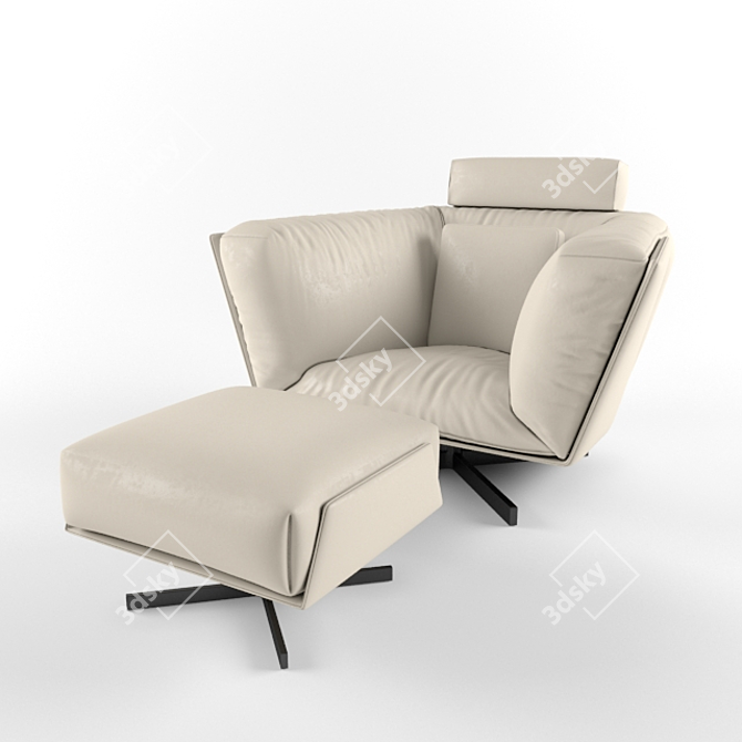 Piet Boon Heit Armchair & Pouf Set 3D model image 2