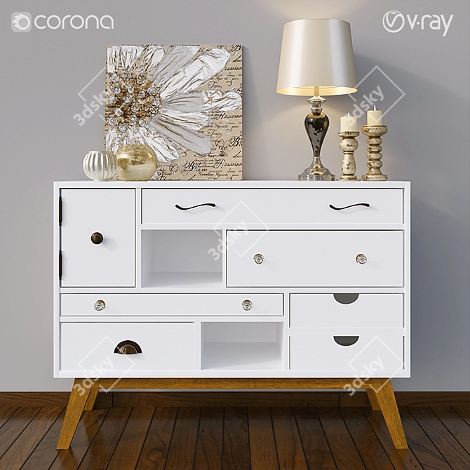 Lydia Chest of Drawers & Decor Set 3D model image 1