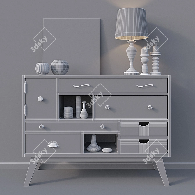 Lydia Chest of Drawers & Decor Set 3D model image 3