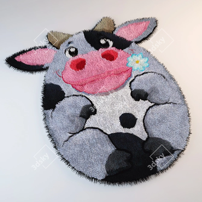 Cow-Print Kids Rug 3D model image 1