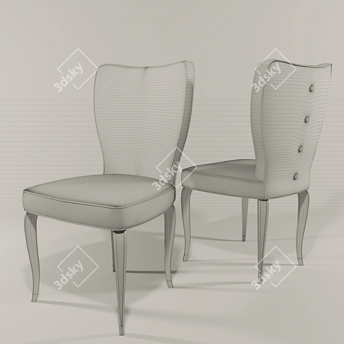 Elegant Upholstered Classic Chair 3D model image 2