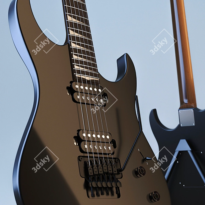 Black Matte Electric Guitar 3D model image 2