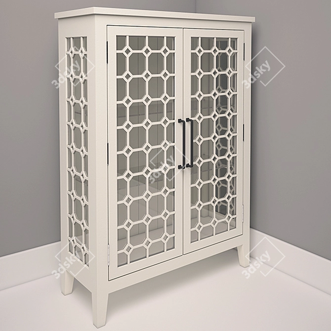 Elegant White Wood Sideboard 3D model image 1