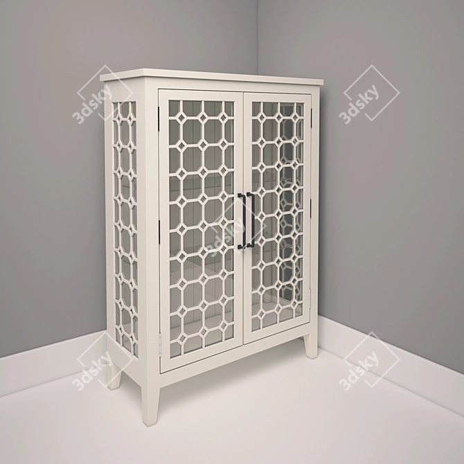 Elegant White Wood Sideboard 3D model image 2