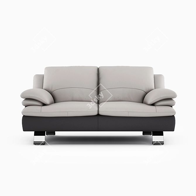 Natuzzi Black and White Leather Sofa 3D model image 2