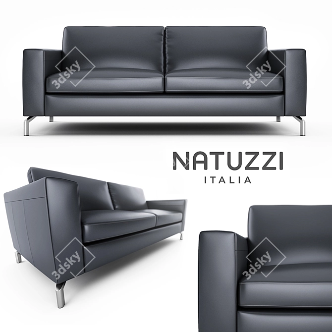 Natuzzi Leather Sofa 3D model image 1