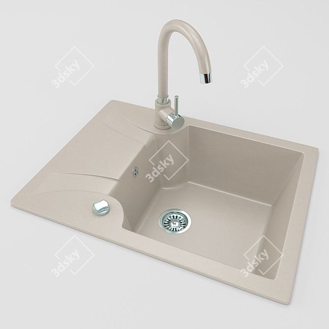 Multi-Color Kitchen Sink: Textured Beauty 3D model image 1