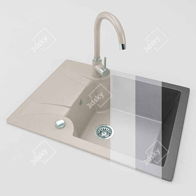 Multi-Color Kitchen Sink: Textured Beauty 3D model image 2