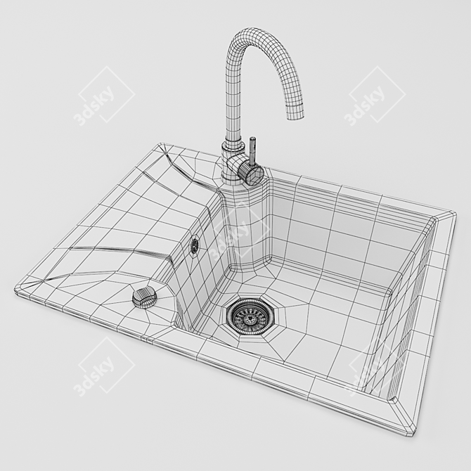 Multi-Color Kitchen Sink: Textured Beauty 3D model image 3